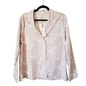 NWT Haven Well Within Women's Pajama Top M Pink Floral Button Up Organic Cotton